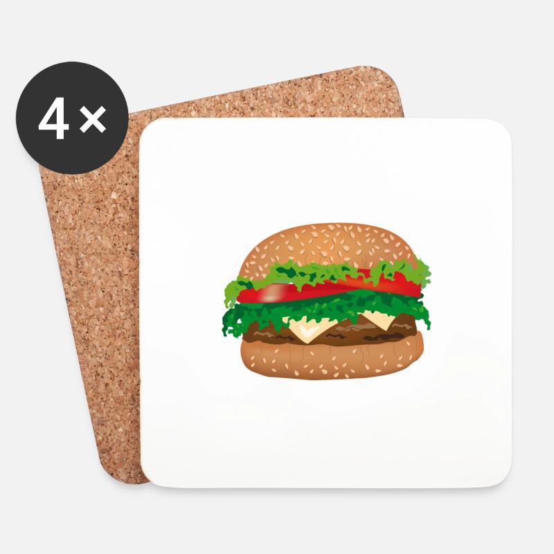 gepolstertes Käse-Sandwich, Tomate, Salat - Untersetzer (4er-Set) - Weiß