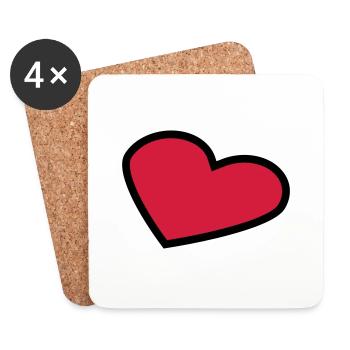 perspective_heart_outline_2c - Coasters (set of 4) - white - Front
