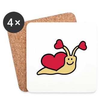 love_snail_3c - Coasters (set of 4) - white - Front