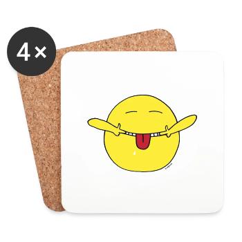 smiley zeigt zunge - Untersetzer (4er-Set) - Weiß - Vorne
