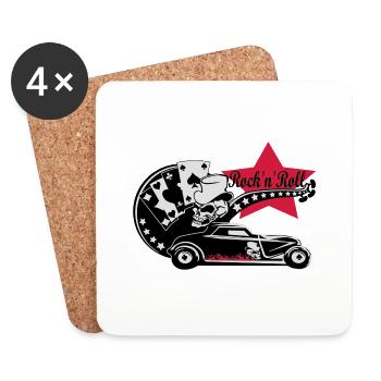 Hot Rod Rock'n'Roll - Dessous de verre (lot de 4) - blanc - Devant