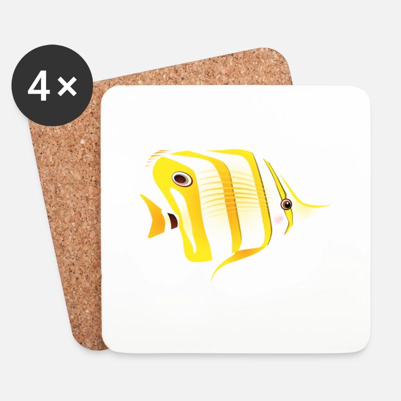 Fisch - Untersetzer (4er-Set) - Weiß