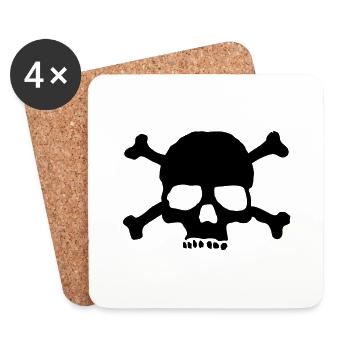Totenkopf Pirat - Untersetzer (4er-Set) - Weiß - Vorne