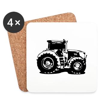 Traktor JD 6215R - Untersetzer (4er-Set) - Weiß - Vorne