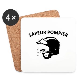 sapeur pompier - Dessous de verre (lot de 4) - blanc - Devant