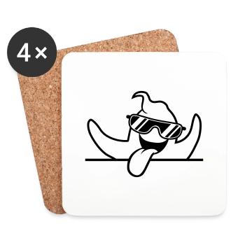 text schreiben flaeche feld cool sonnenbrille grim - Untersetzer (4er-Set) - Weiß - Vorne