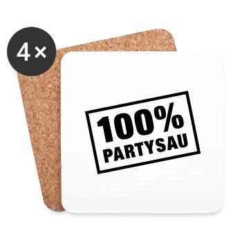 100__partysau__f1 - Coasters (set of 4) - white - Front