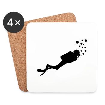 diving_man_c1 - Dessous de verre (lot de 4) - blanc - Devant