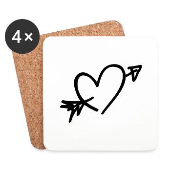 i love you - Dessous de verre (lot de 4) - blanc - Devant