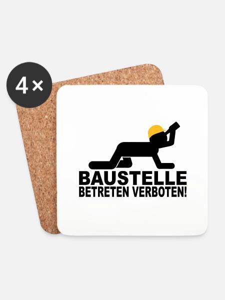 baustelle betreten verboten - Untersetzer (4er-Set) - Weiß