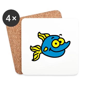 lustiger Fisch - Untersetzer (4er-Set) - Weiß - Vorne