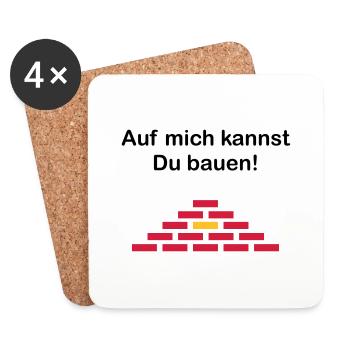 ★ Designfarben änderbar ★ Auf mich kannst Du bauen - Untersetzer (4er-Set) - Weiß - Vorne