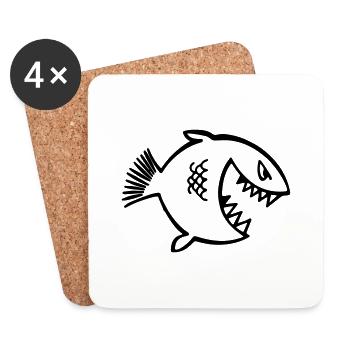 angry_fish - Dessous de verre (lot de 4) - blanc - Devant