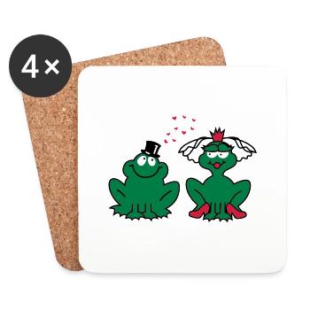 Mariage - JGA - mariée - Paire - Frog Couple - 3C - Dessous de verre (lot de 4) - blanc - Devant