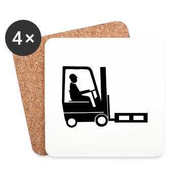 conducteur de chariot élévateur - Dessous de verre (lot de 4) - blanc - Devant