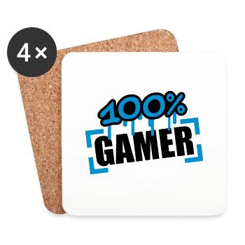 100 Procent Gamer - Untersetzer (4er-Set) - Weiß - Vorne