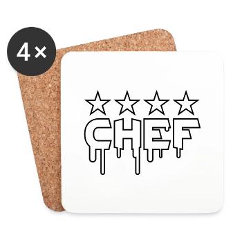 Chef - Dessous de verre (lot de 4) - blanc - Devant