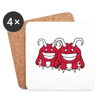 couple love in love couples 2 friends daemon teuf - Coasters (set of 4) - white - Front