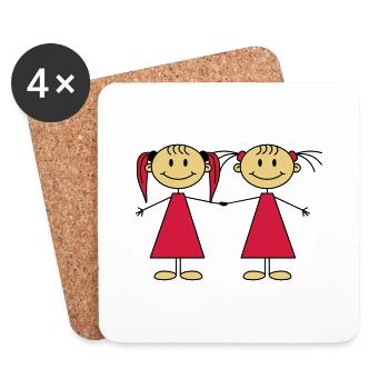 Best Friends Girls - Dessous de verre (lot de 4) - blanc - Devant