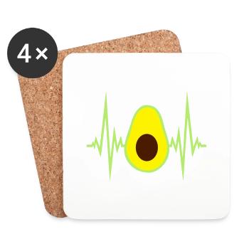 avocado cardiaque puls fréquence clipart fruits gemu - Dessous de verre (lot de 4) - blanc - Devant