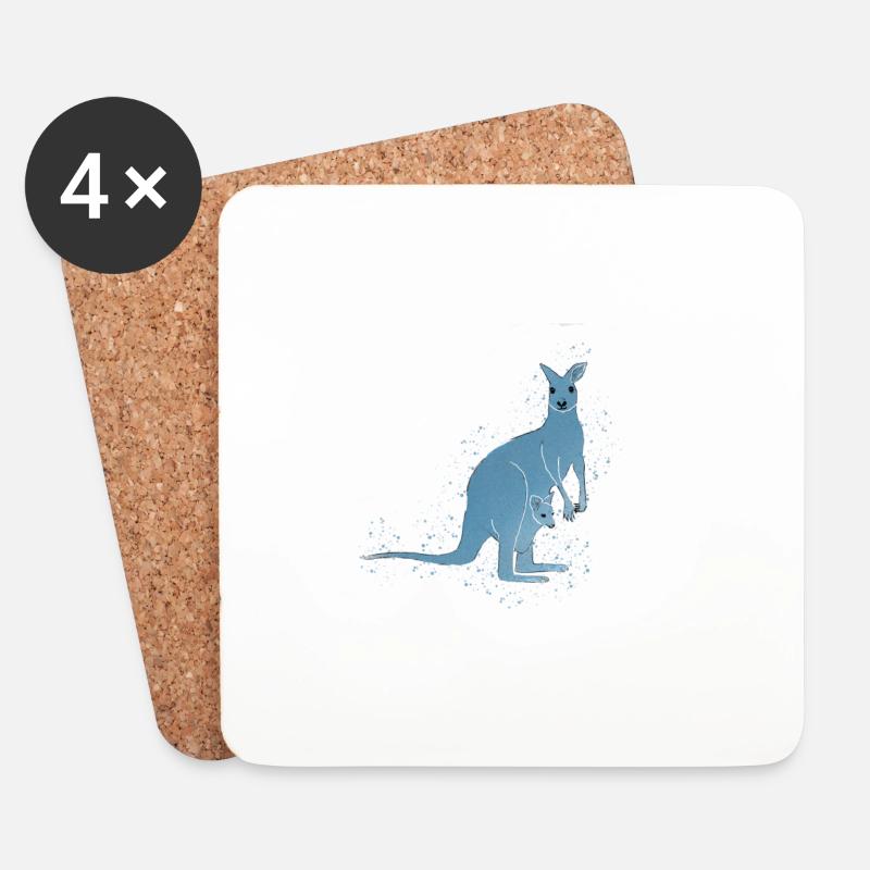 Känguru blau - Untersetzer (4er-Set) - Weiß