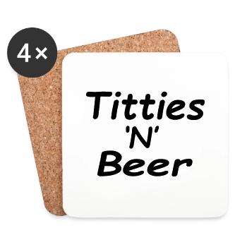 Titties 'N' Beer - Untersetzer (4er-Set) - Weiß - Vorne