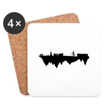 Suspended land city skyline Warszawa Polska Poland - Coasters (set of 4) - white - Front