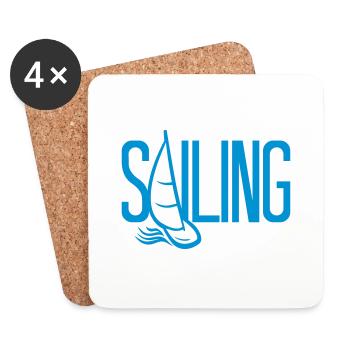 sailing hobby boat sailing ship sailboat sea wa - Coasters (set of 4) - white - Front