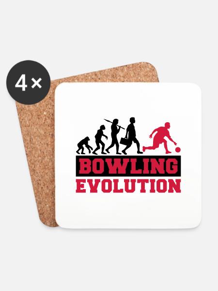 Bowling Evolution - Untersetzer (4er-Set) - Weiß