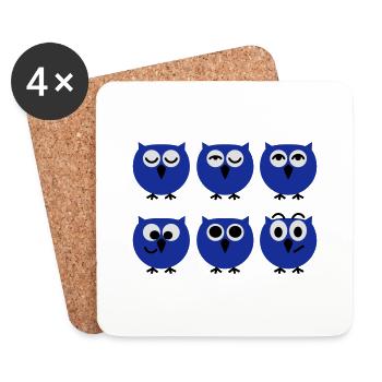 Funny Owl Faces | T-shirts printing - Coasters (set of 4) - white - Front