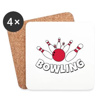 Bowling - Untersetzer (4er-Set) - Weiß - Vorne