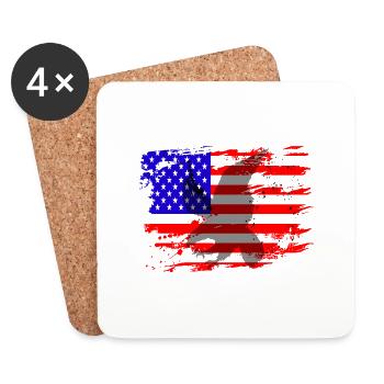 US Flagge mit Adler Greifvogel - Untersetzer (4er-Set) - Weiß - Vorne