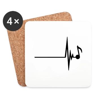 Heartbeat Music Note - Coasters (set of 4) - white - Front