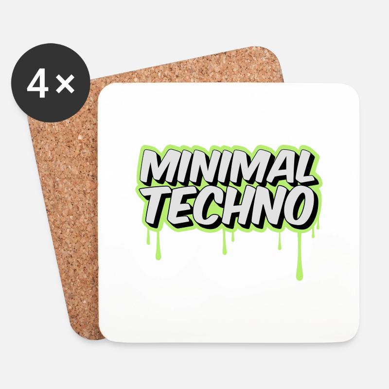 MINIMAL TECHNO - Untersetzer (4er-Set) - Weiß