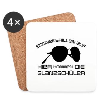 Sonnenbrillen auf, hier kommen die Glanzschüler - Untersetzer (4er-Set) - Weiß - Vorne