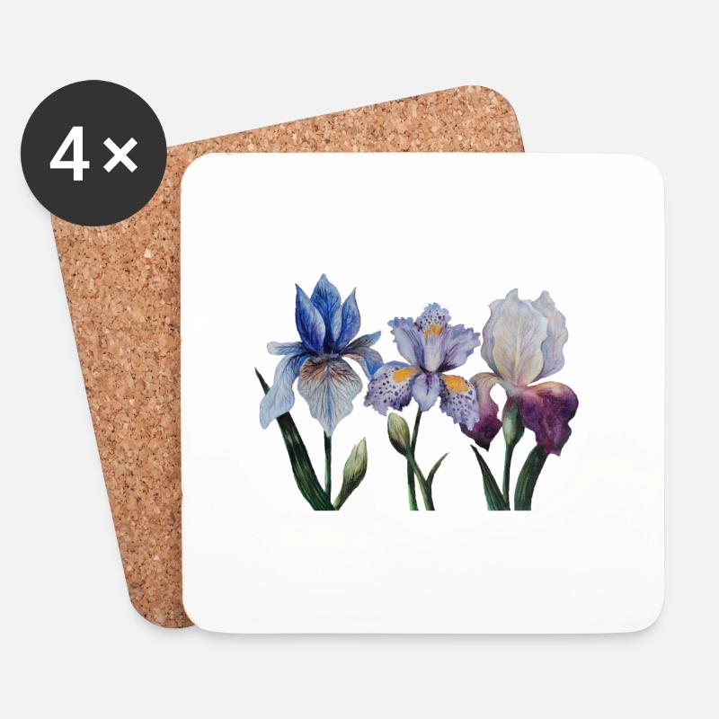 Iris Blumen - Untersetzer (4er-Set) - Weiß