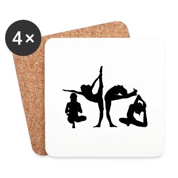 4 femmes dans l'exercice d'yoga - Dessous de verre (lot de 4) - blanc - Devant