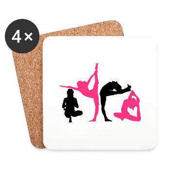 4 women in yoga exercise - Coasters (set of 4) - white - Front