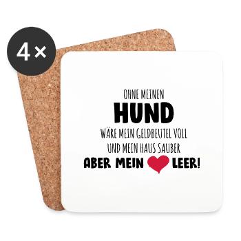 Coeur vide sans chien - Dessous de verre (lot de 4) - blanc - Devant