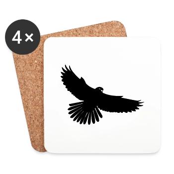 Schwarzer Vogel - Untersetzer (4er-Set) - Weiß - Vorne