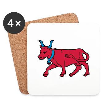 dessin vache rouge vecteur boucher éleveur Béarn - Dessous de verre (lot de 4) - blanc - Devant