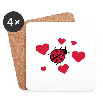 Little cute sweet ladybug - Coasters (set of 4) - white - Front