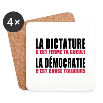 la dictature c'est ferme ta gueule - Dessous de verre (lot de 4) - blanc - Devant