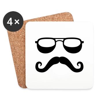 motard jupe dure moustache barbe visage été co - Dessous de verre (lot de 4) - blanc - Devant