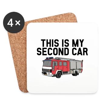 This is my second car Feuerwehrauto - Untersetzer (4er-Set) - Weiß - Vorne