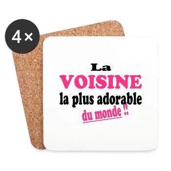 La voisine la plus adorable du monde !! - Coasters (set of 4) - white - Front