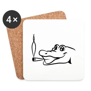 Crocodile vilaine tête de kiffen conjointe drôle - Dessous de verre (lot de 4) - blanc - Devant