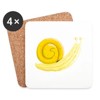 Banana snail - Coasters (set of 4) - white - Front