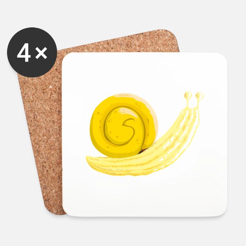Banane Schnecke - Untersetzer (4er-Set) - Weiß