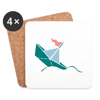 Sinking paper boat / paper titanic (3C) - Coasters (set of 4) - white - Front